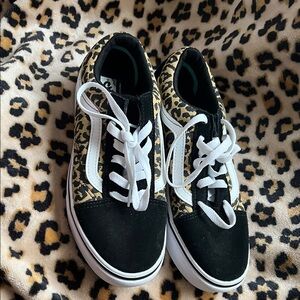 Vans Leopard Print Sneakers with Black and White